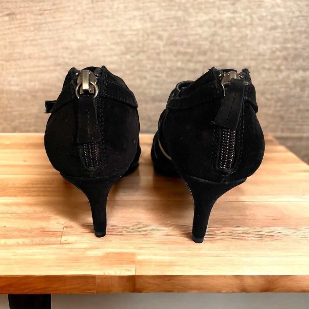 Bella Vita Womens Dylan Black Suede Cutout Ankle Shoes Heels 7.5W 50-6221 - Picture 4 of 6